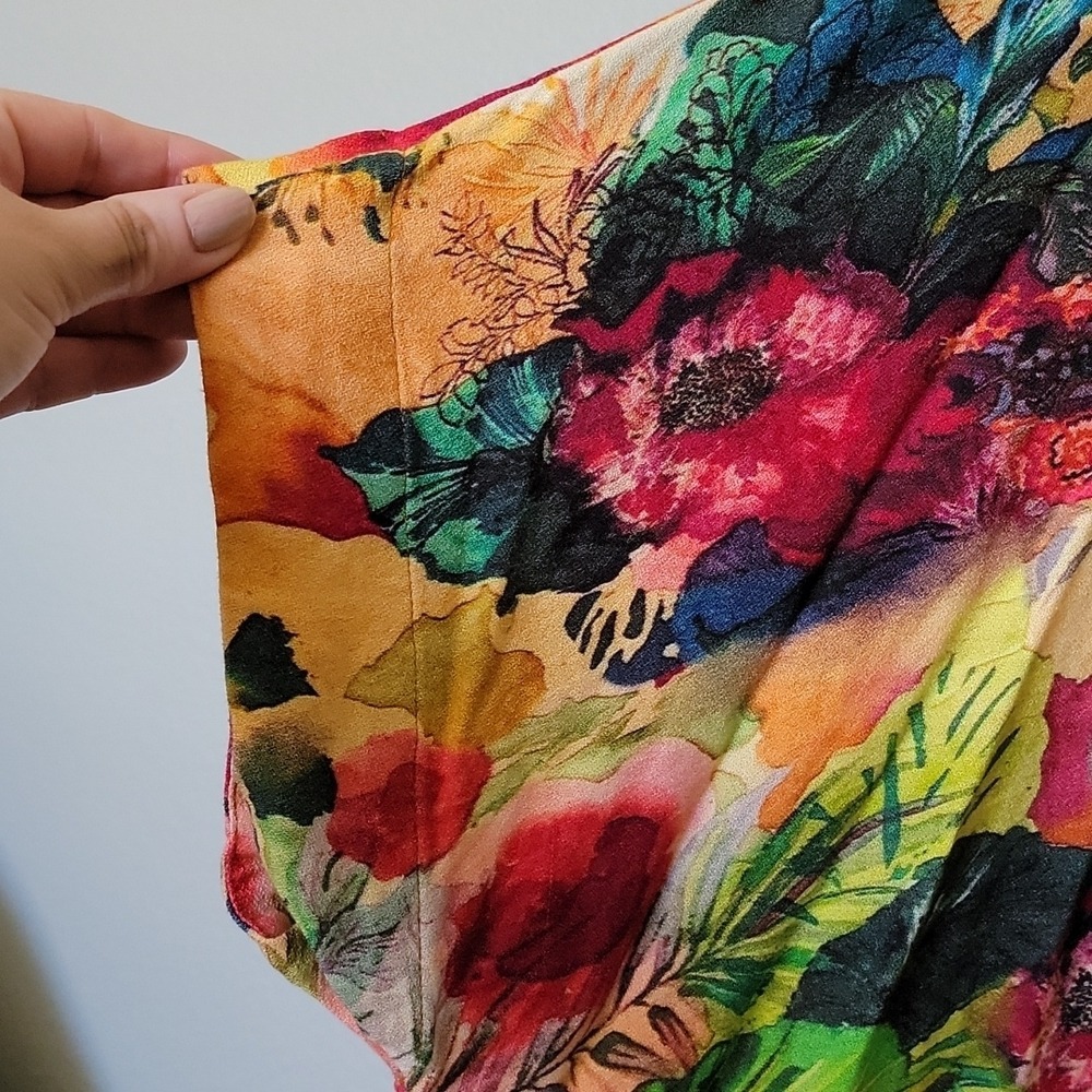 Soft Surroundings Amora Vibrant Watercolor Boho Tassel Topper Kimono PL - Picture 8 of 12